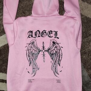 😇XL Pink Hoodie Angel Graphic Sweatshirt